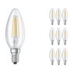 Mehrfachpackung 10x Ledvance CLASSIC LED E14 Kerze Fadenlampe Klar 4W 470lm - 827 | Ersatz für 40W