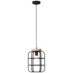 Brilliant Gwen Suspension Luminaire Métal Bois Noir | 250mm - Convient pour 1x E27