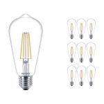Lot 10x Philips Corepro LED Ampoule E27 Edison Filament Claire 7W 806lm - 827 Blanc Très Chaud | Équivalent 60W